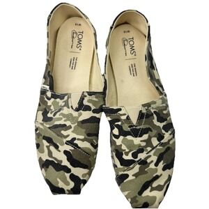 Toms Loafer Shoes Women's 10‎ Olive Green Cami Print Lightweight Casual Slipon